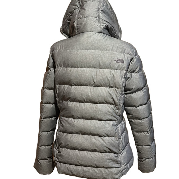 The North Face Gray Puffer Jacket with Red Lining - Picture 3 of 16